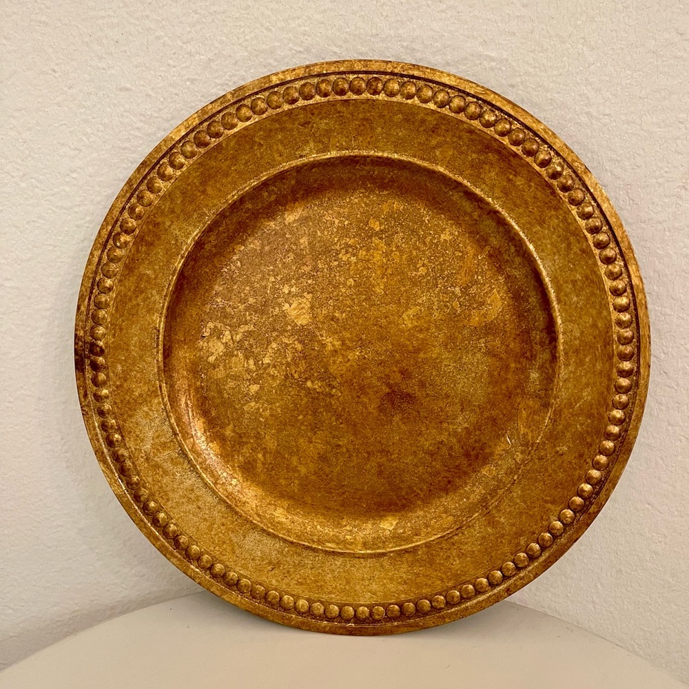 Set of 4 Gilt Gold Plate Chargers 14”W